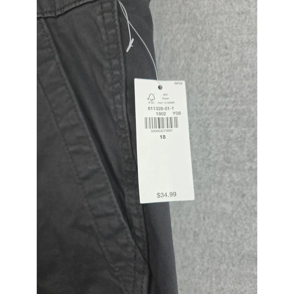 OLD NAVY Crop Capri Chino Pants‎ Womens 18 Charcoal Gray Comfort Stretch NEW